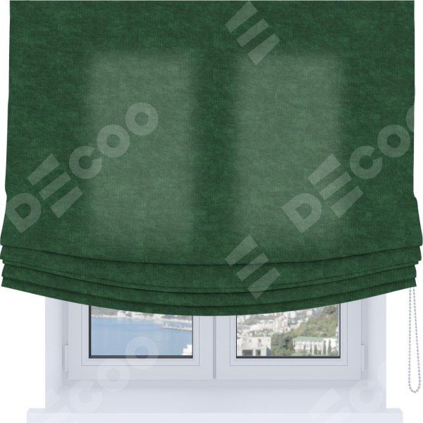 Римская штора «Кортин», канвас тёмно-зелёный, Soft с мягкими складками