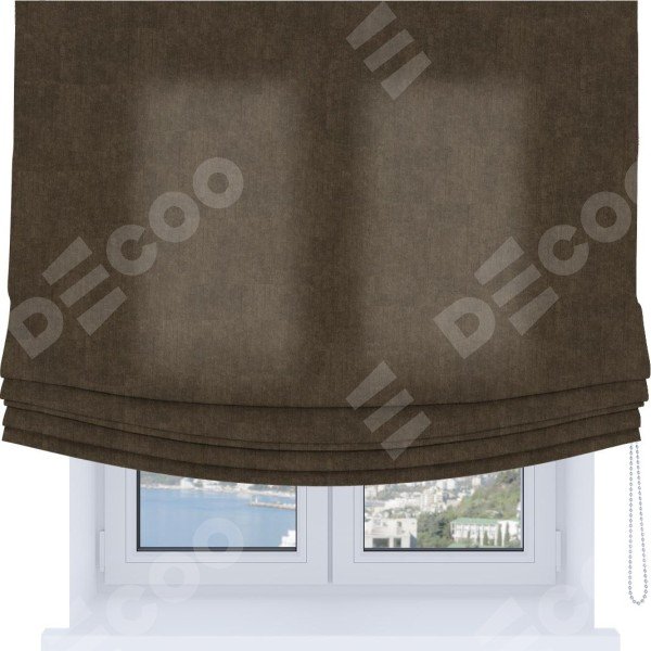 Римская штора «Кортин», канвас шоколадный, Soft с мягкими складками