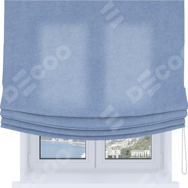 Римская штора Soft с мягкими складками, ткань вельвет васильковый