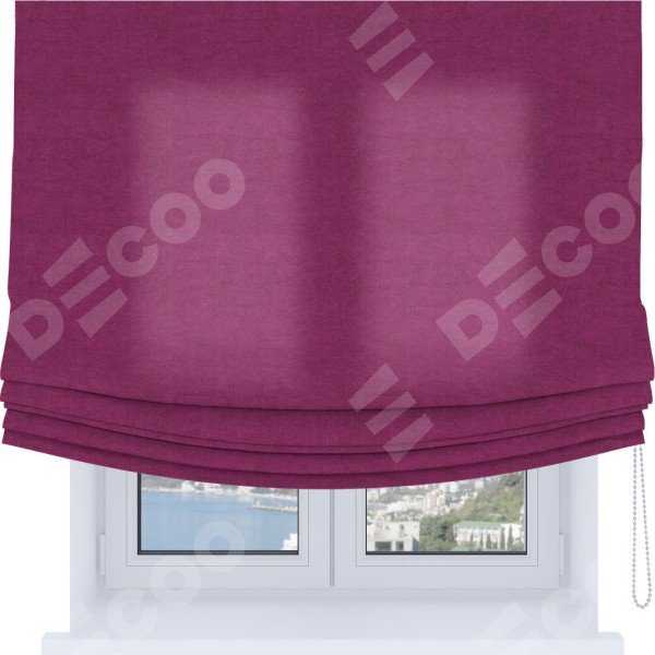 Римская штора Soft с мягкими складками, ткань вельвет фиолетовый
