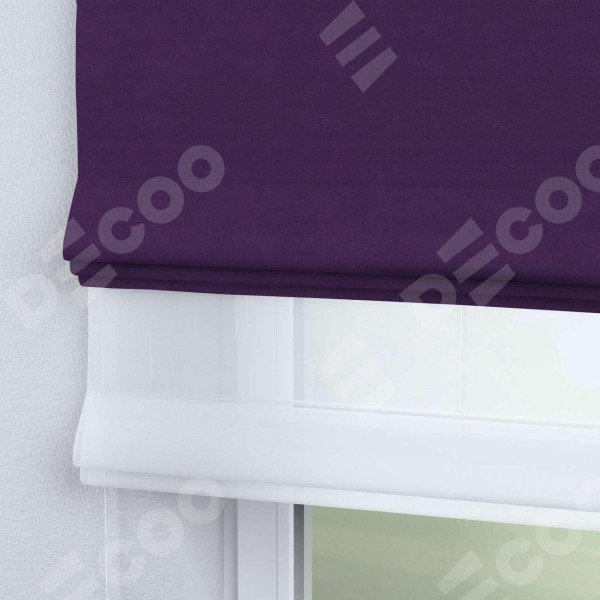 Римская штора «Кортин» день-ночь, ткань вельвет тёмно-фиолетовый