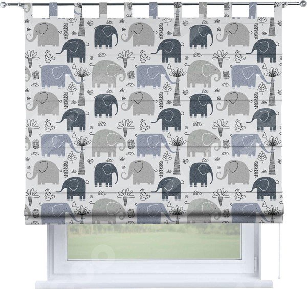 Римская штора на петлях «Серые слоники»