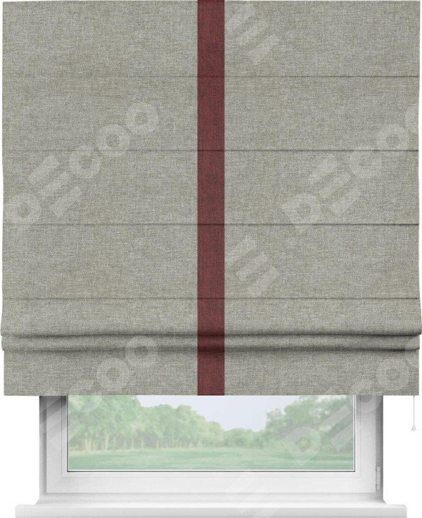 Римская штора «Кортин» с кантом Хайвэй, для проема, ткань лён кашемир серый