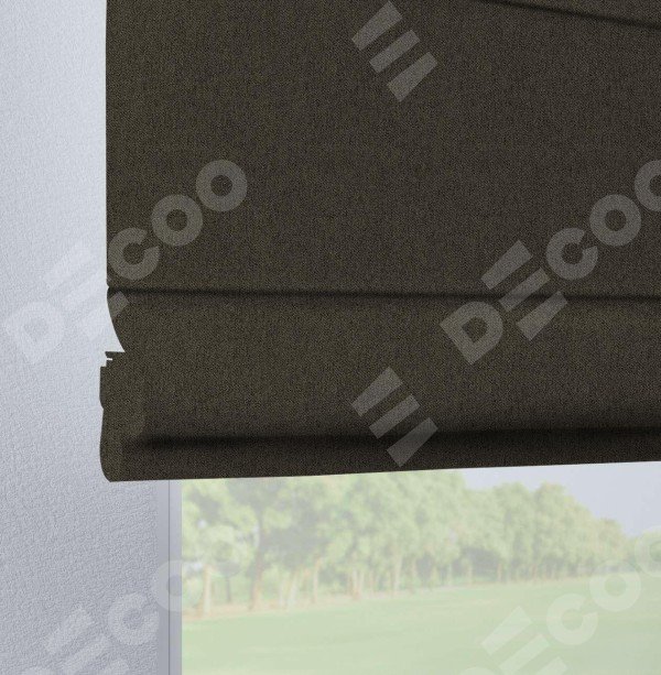 Римская штора на петлях «Кортин», ткань твид блэкаут, тёмно-коричневый