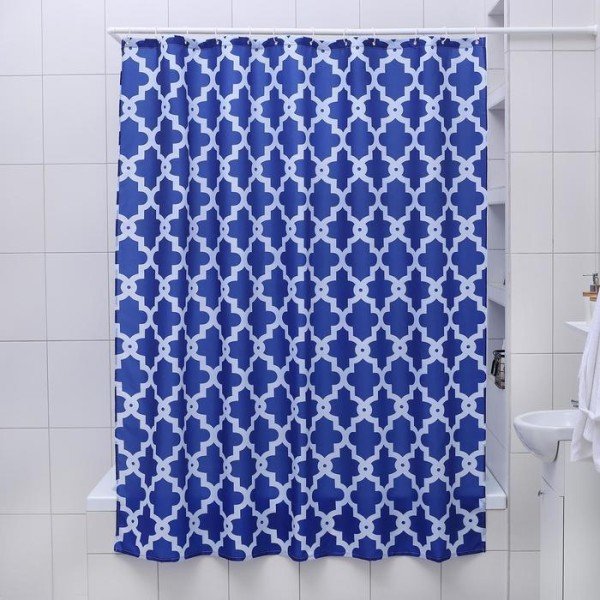 Штора для ванной комнаты Доляна «Марокко», 180×180 см, полиэстер, цвет синий