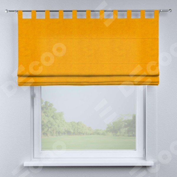 Римская штора на петлях «Кортин», ткань вельвет желтый