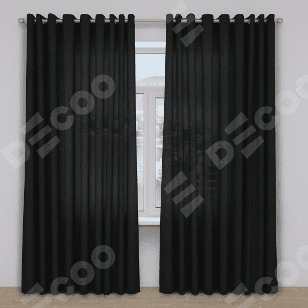 Комплект штор 2 шт, лён, цвет черный, размер от 45 см
