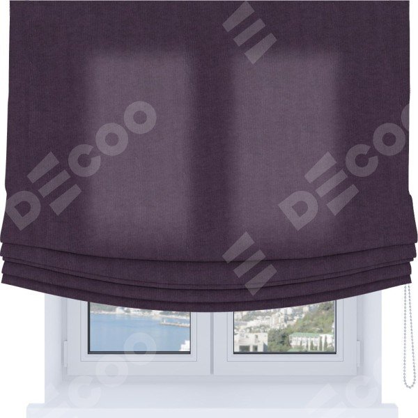 Римская штора «Кортин», канвас баклажановый, Soft с мягкими складками