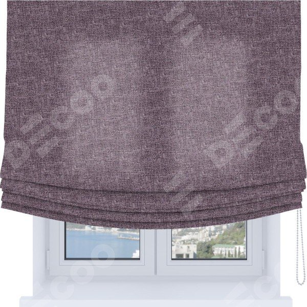 Римская штора Soft с мягкими складками, ткань лён кашемир фиолетовый