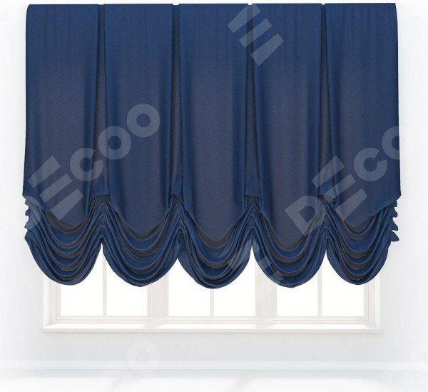 Австрийская штора «Кортин», ткань вельвет синий