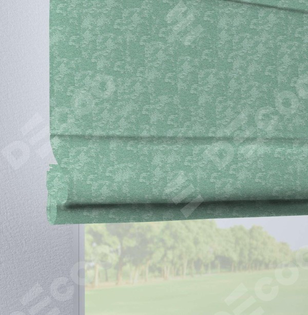 Римская штора «Кортин», софт мрамор светло-зелёный, на петлях