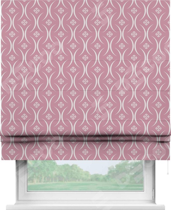 Римская штора «Кортин» для проема «Воздушный узор розовый»