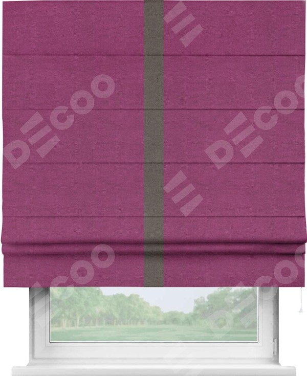 Римская штора «Кортин» с кантом Хайвэй, для проема, ткань вельвет фиолетовый