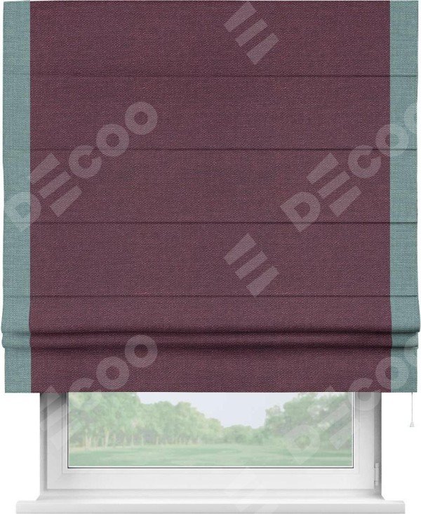 Римская штора «Кортин» с кантом Стрим Дуо, для проема, ткань лён фиолетовый