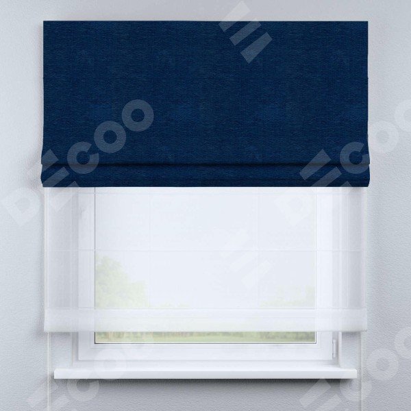 Римская штора «Кортин» день-ночь, ткань софт однотонный синий
