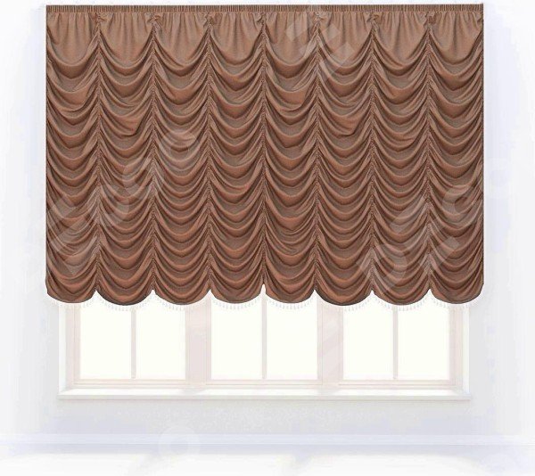 Французская штора «Кортин», ткань вельвет коричневый