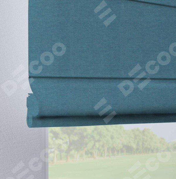 Римская штора на петлях «Кортин», ткань лён голубой, ширина 40-100 см