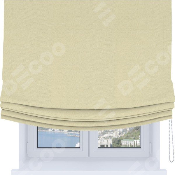 Римская штора Soft с мягкими складками, ткань блэкаут однотонный бежевый