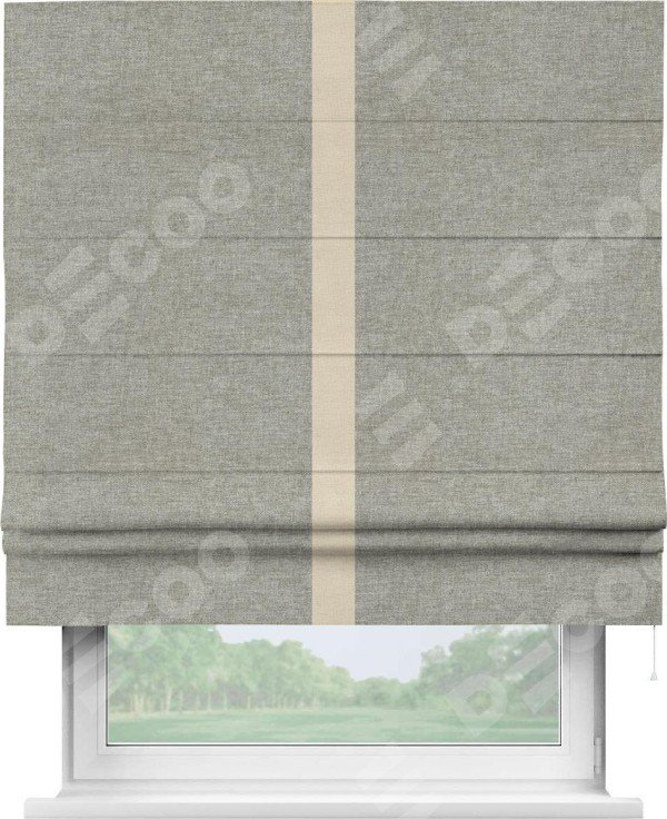 Римская штора «Кортин» с кантом Хайвэй, для проема, ткань лён кашемир серый