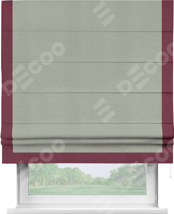 Римская штора «Кортин» с кантом Виктория, для проема, ткань вельвет cветло-серый