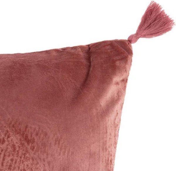 Наволочка на подушку с кисточками Этель цвет пыльная роза, 45х45 см, 100% п/э, велюр