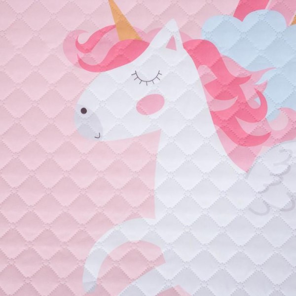 Покрывало детское и наволочка Этель 1,5 сп "Pink unicorn", 145х210 см, 40х60 см, микрофибра