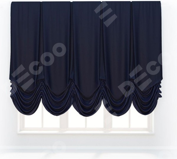 Австрийская штора «Кортин», ткань вельвет тёмно-синий