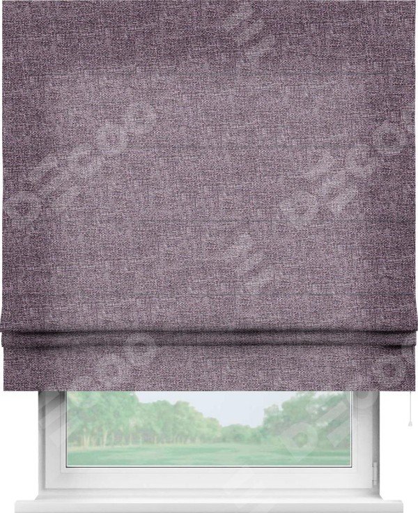 Римская штора «Кортин» для проема, ткань лён кашемир фиолетовый