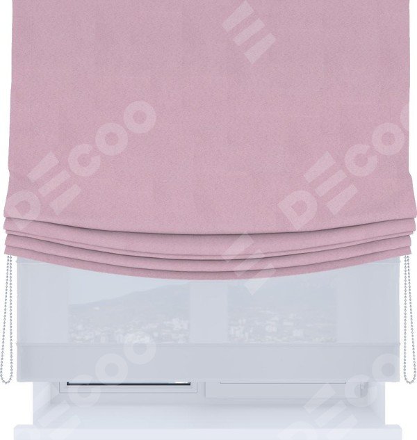 Римская штора «Кортин», день-ночь с мягкими складками, pipa блэкаут розовый