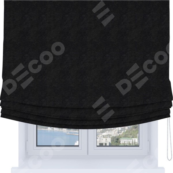 Римская штора Soft с мягкими складками, ткань cotton блэкаут тёмно-серый