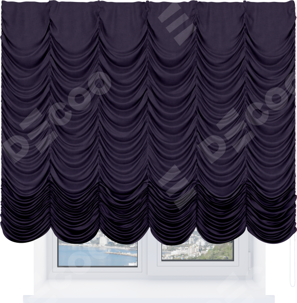 Французская штора «Кортин», ткань вельвет тёмно-фиолетовый