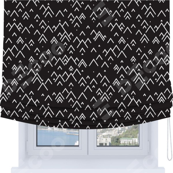 Римская штора Soft с мягкими складками, «Черно-белый минимализм»