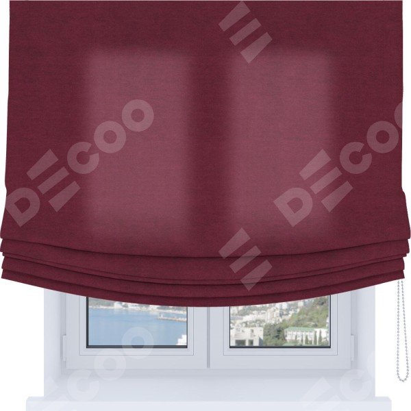 Римская штора Soft с мягкими складками, ткань вельвет бордовый