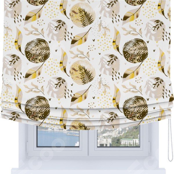 Римская штора Soft с мягкими складками, «Золотые листья»