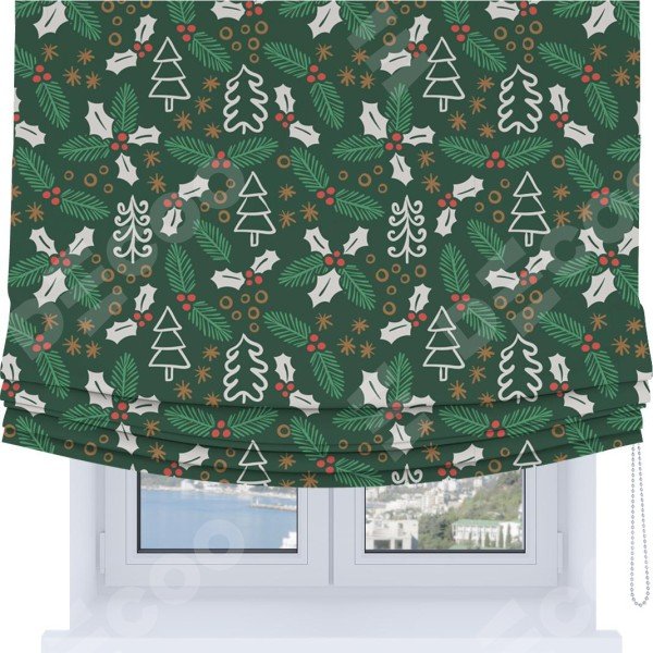 Римская штора Soft с мягкими складками, «Рождественский узор»