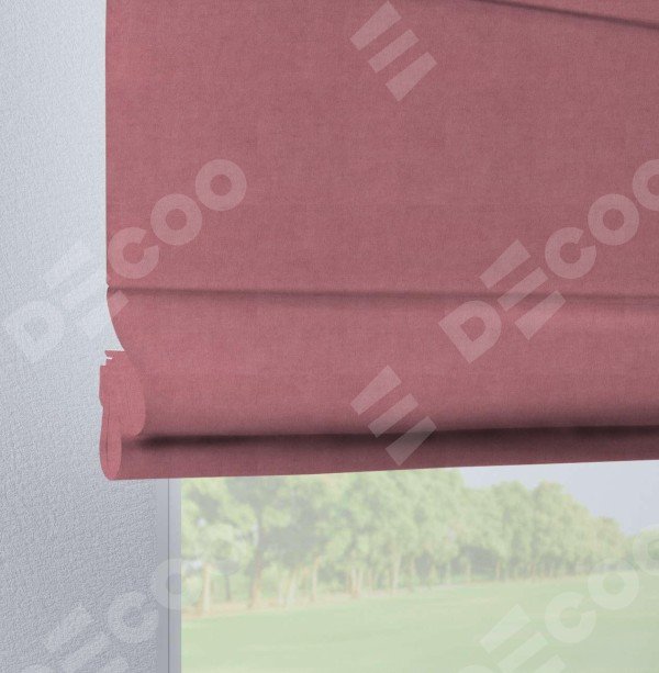 Римская штора на петлях «Кортин», ткань вельвет брусника
