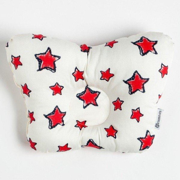 Подушка анатомическая Крошка Я "Red stars", 26х22 см, 100% хлопок, сатин