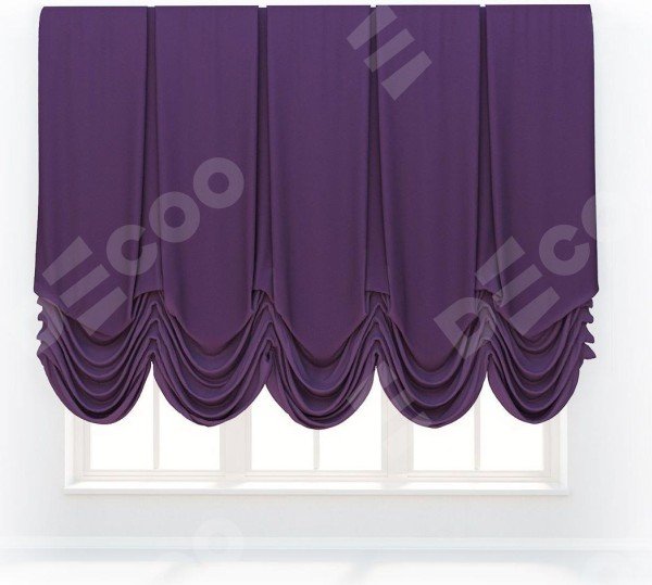 Австрийская штора «Кортин», ткань вельвет тёмно-фиолетовый