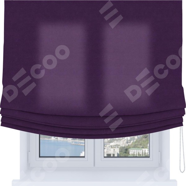 Римская штора Soft с мягкими складками, ткань вельвет тёмно-фиолетовый
