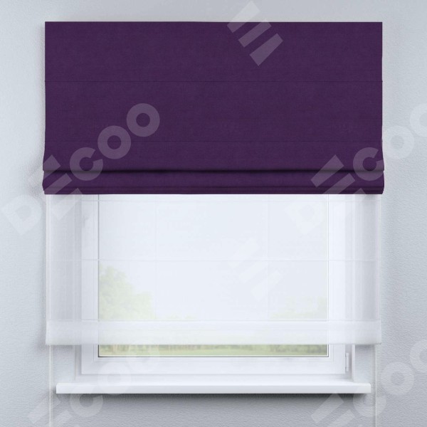 Римская штора «Кортин» день-ночь, ткань вельвет тёмно-фиолетовый