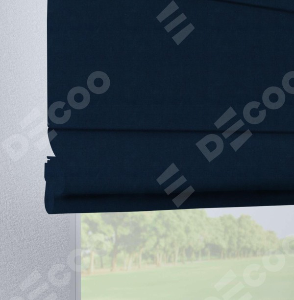 Римская штора на петлях «Кортин», ткань вельвет тёмно-синий
