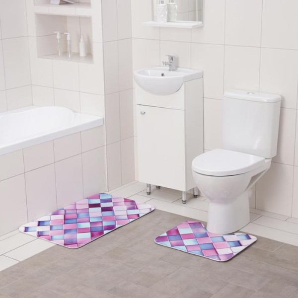 Набор ковриков для ванны и туалета Доляна «Мозаика», 2 шт: 40×50, 50×80 см