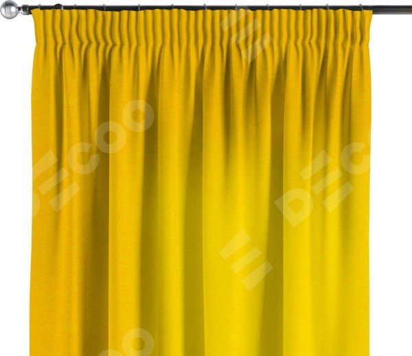 Комплект штор канвас желтый, на тесьме «Карандаш»