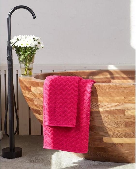 Полотенце махровое LoveLife Zig-Zag 70*130 см, цв. ярко-розовый,100% хл, 360 гр/м2
