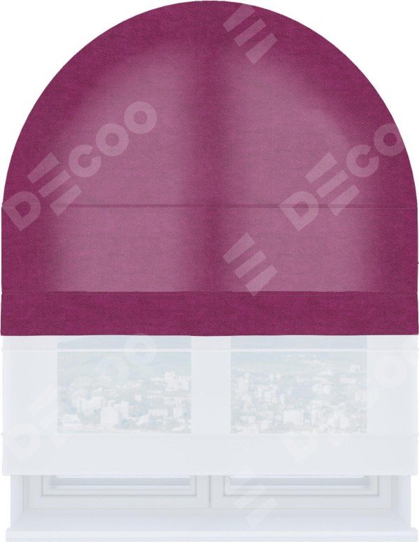 Римская штора «Кортин» день-ночь для арочного проёма, ткань вельвет фиолетовый