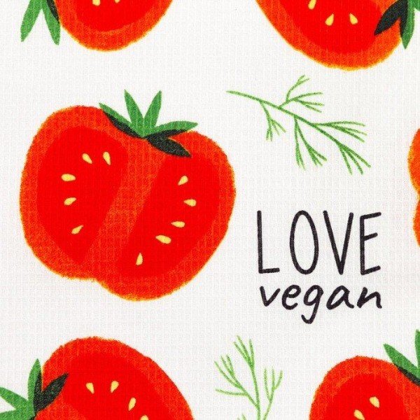 Набор кухонных полотенец Доляна Love vegan, 35х60см-4шт, 100% хл
