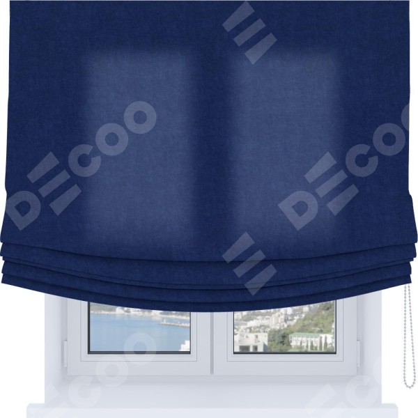 Римская штора «Кортин», канвас синий электрик, Soft с мягкими складками