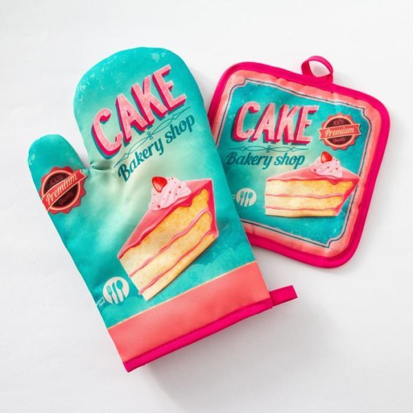Кухонный набор «Доляна» Cake, прихватка 17х17 см, рукавица 26х16 см