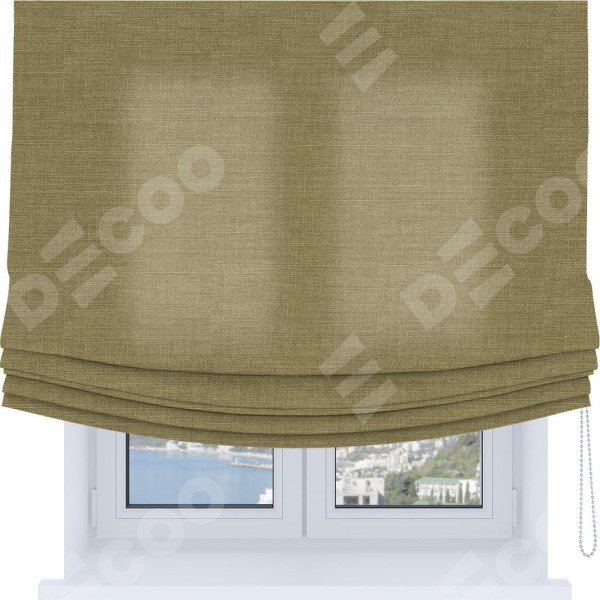 Римская штора Soft с мягкими складками, ткань лён цвет коричневый