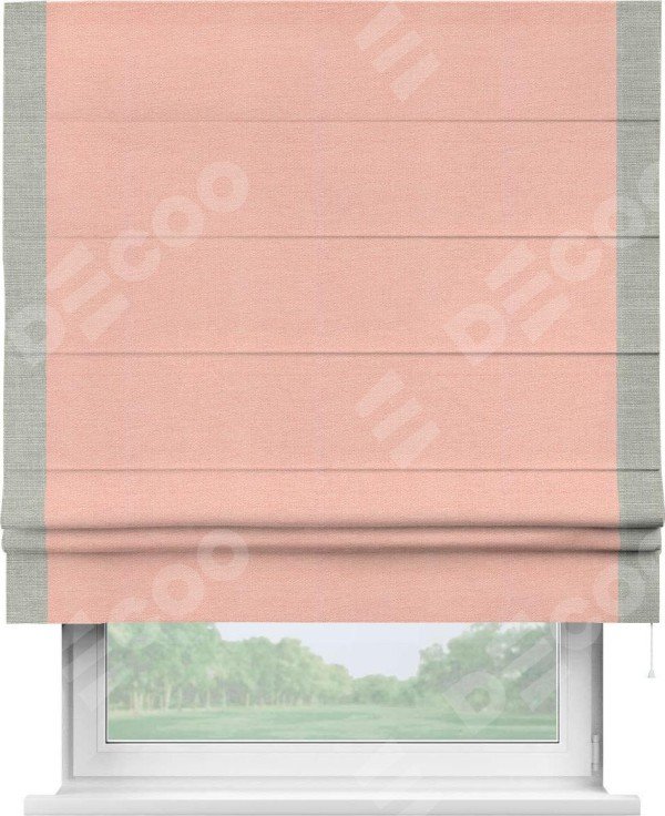 Римская штора «Кортин» с кантом Стрим Дуо, для проема, ткань лён розовый